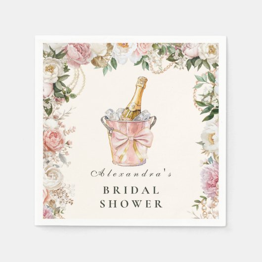 Pearls and Prosecco Bridal Serviette (Vorderseite)