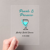 Pearls and prosecco bridal shower blue black name  acryleinladungen (Insitu (Handheld))