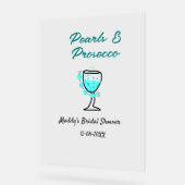 Pearls and prosecco bridal shower blue black name  acrylschild (Winkel)