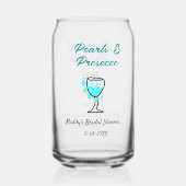 Pearls and prosecco bridal shower blue black name  dosenglas (Rückseite)