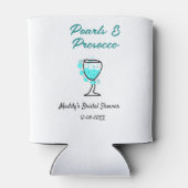 Pearls and prosecco bridal shower blue black name dosenkühler (Rückseite)