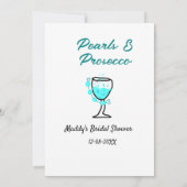 Pearls and prosecco bridal shower blue black name  einladung (Rückseite)