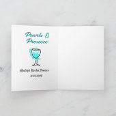 Pearls and prosecco bridal shower blue black name karte (Innenseite)