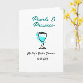 Pearls and prosecco bridal shower blue black name karte (Gelbe Blume)