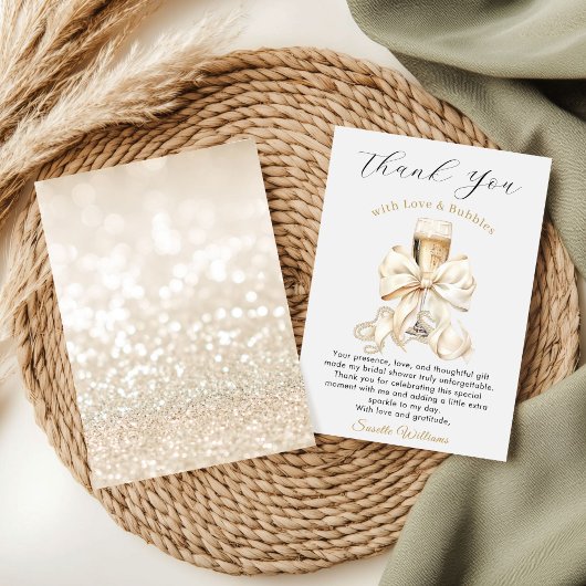 Pearls and Prosecco Bridal Shower Dankeskarte