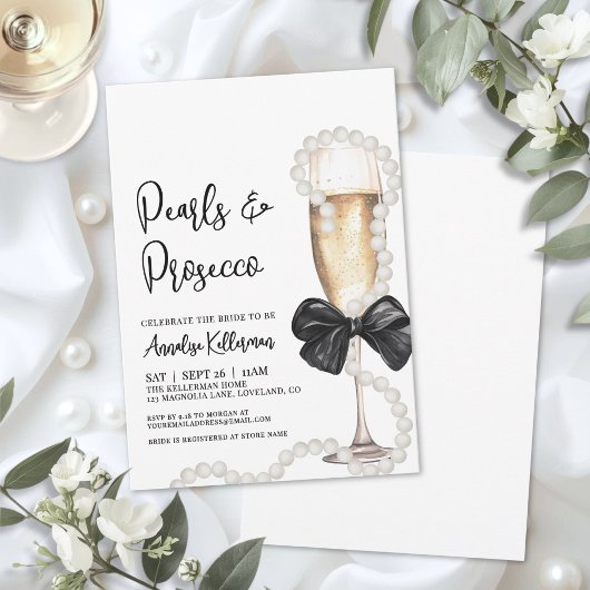 Pearls And Prosecco Bridal Shower Einladung
