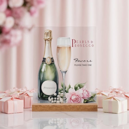 Pearls And Prosecco Bridal Shower Favors Acrylschild