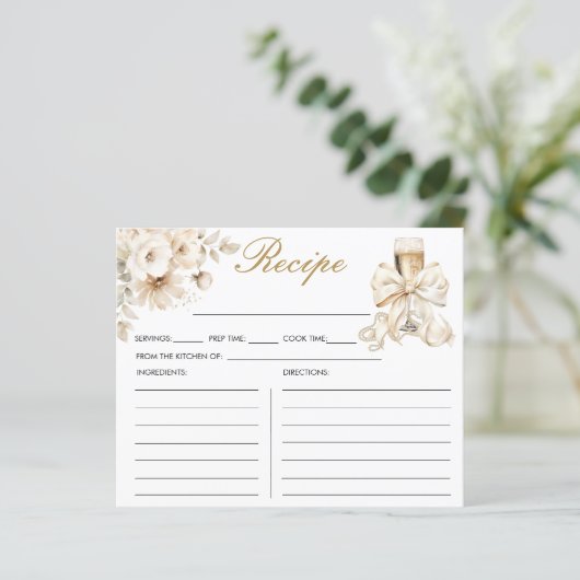 Pearls and Prosecco Bridal Shower Recipe Card (Stehend Vorderseite)