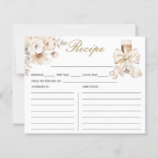 Pearls and Prosecco Bridal Shower Recipe Card (Vorderseite)