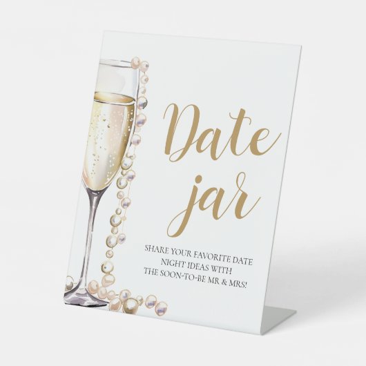 Pearls and Prosecco Date Night Ideas Date Jar Sign Sockelschild (Vorderseite)