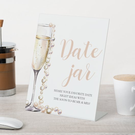 Pearls and Prosecco Date Night Ideas Date Jar Sign Sockelschild (In SItu)
