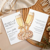 Pearls and Prosecco Elegant Bow Bridal Shower Einladung