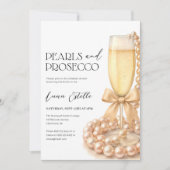Pearls and Prosecco Elegant Bow Bridal Shower Einladung (Vorderseite)