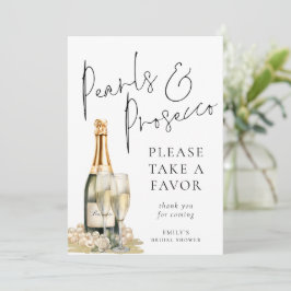 Pearls and Prosecco Fevor Brautparty Sign Card Einladung