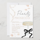 Pearls and Prosecco Ivory Bow Bridal Shower Einladung (Vorderseite)