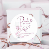 Pearls and Prosecco Modern Danke Brautparty Runder Aufkleber