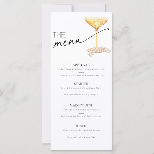 Pearls and Prosecco Neutral Bridal Brunch Bar Menu (Vorderseite)