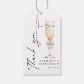 Pearls and Prosecco Pearl bow bridal Danke Geschenkanhänger (Vorderseite)