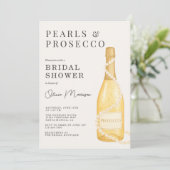 Pearls and Prosecco QR Code Bridal Shower Einladung (Stehend Vorderseite)