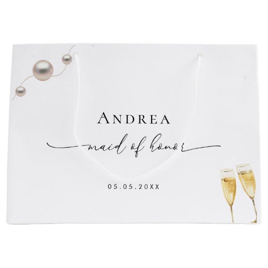 Pearls and Prosecco Trauzeugin Vielen Dank Große Geschenktüte (Vorderseite)