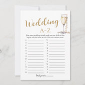 Pearls and Prosecco Wedding A-Z Brautparty Game Einladung (Vorderseite)