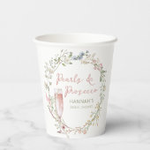 Pearls and Prosecco Wedding Brautparty Pappbecher (Rückseite)