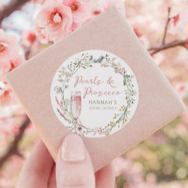 Pearls and Prosecco Wedding Brautparty Runder Aufkleber