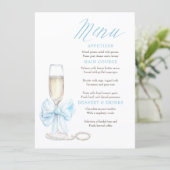Pearls and Prosecco Whimsical Chic Menu Cards Menükarte (Stehend Vorderseite)