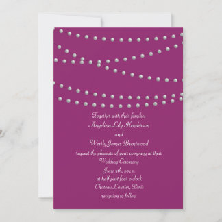 Pearls auf Magenta Wedding Einladung