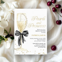 Pearls Black Bow und Prosecco Brautparty