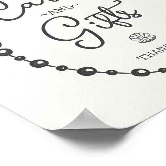 Pearls Black Coquette Bow Cards & Gifts Zeichen Poster (Ecke)