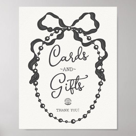 Pearls Black Coquette Bow Cards & Gifts Zeichen Poster (Vorne)