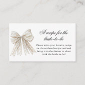 Pearls Bow Brautparty Rezept für die Braut Begleitkarte (Vorderseite)