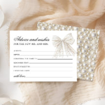 Pearls Bow Ratschläge und Wünsche Brautparty Card