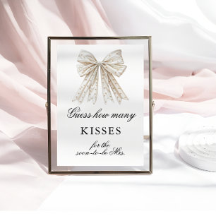 Pearls Bow Wie viele Kisses Brautparty Game Poster