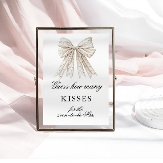 Pearls Bow Wie viele Kisses Brautparty Game Poster