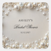 Pearls Brautparty Quadratischer Aufkleber (Vorderseite)