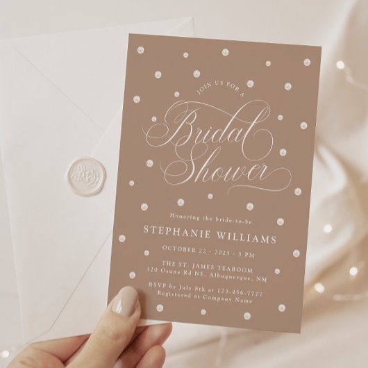 Pearls Brown Brautparty Einladung