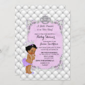 Pearls Diamonds Ethnic Princess Baby Girl Lavender Einladung (Vorne/Hinten)