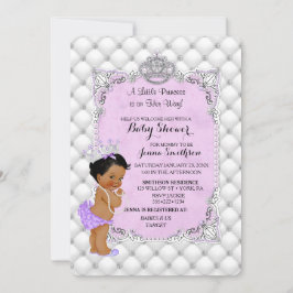 Pearls Diamonds Ethnic Princess Baby Girl Lavender Einladung