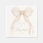 Pearls Elegant Bow Ivory Baptism Serviette (Vorderseite)