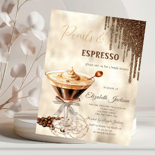 Pearls Espresso Bow Glitzer Tropfen Einladung