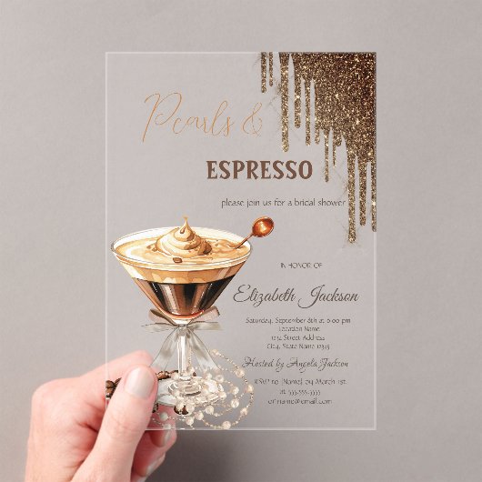 Pearls Espresso Glitzer Tropfens Acryleinladungen (Insitu (Handheld))