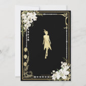 Pearls Floral Art Deco Gatsby Birthday ANY AGE Einladung (Rückseite)