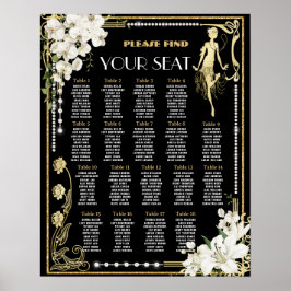 Pearls Floral Art Deco Gatsby Roaring 20 Jahre Sit Poster