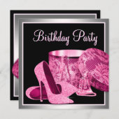Pearls High Heel Schuhe Frauen Heiß rosa Geburtsta Einladung (Vorne/Hinten)