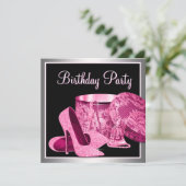 Pearls High Heel Schuhe Frauen Heiß rosa Geburtsta Einladung (Stehend Vorderseite)