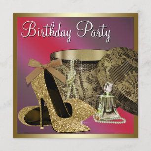 Pearls High Heel Schuhe Frauen Red Geburtstag Einladung