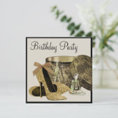 Pearls High Heel Schuhe Schwarze Gold Frauen Gebur Einladung (Stehend Vorderseite)