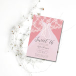 Pearls Lace Pink Princess Dress Sweet 16 Party Einladung<br><div class="desc">Eine einfache,  moderne,  elegante und schicke Sweet 16 Geburtstagsgeschenk-Einladung mit einem rosa Hintergrund,  Perlenketten auf einem Prinzessenkleid in rot,  Spitzen auf der Vorderseite und auf der Rückseite und moderne Typografie in weiß. Ein elegantes "Perlen und Spitzen"-Design.</div>